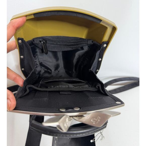Boblbee Scarabée hard-shell mini backpack St Tropez model in metallic gold. main image 7